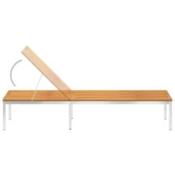 Chaise Longue Avec Coussin Bois D'acacia Et Acier Inoxydable 4 -Le Coin Jardin chaise longue avec coussin bois d acacia et acier inoxydable 3666722931496 1264911