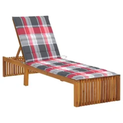 Chaise Longue Avec Coussin Bois D'acacia Solide 11