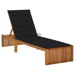 Chaise Longue Avec Coussin Bois D'acacia Solide 13