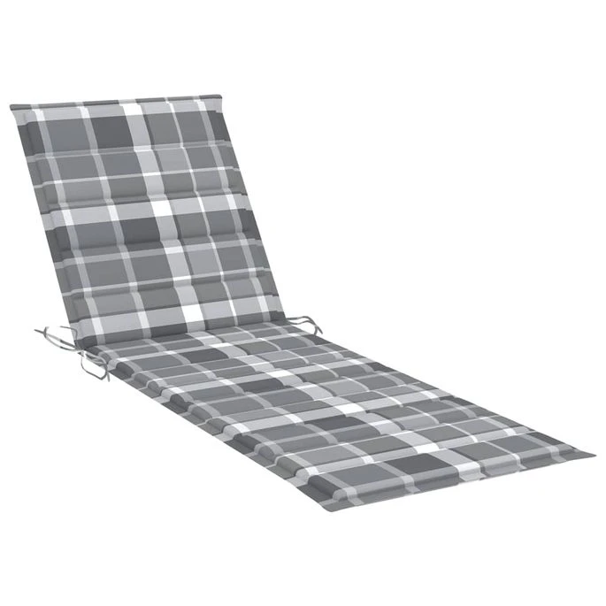 Chaise Longue Avec Coussin Carreaux Gris Bois De Pin Imprégné 2 4 Chaise Longue Avec Coussin Carreaux Gris Bois De Pin Imprégné 2 – Image 4