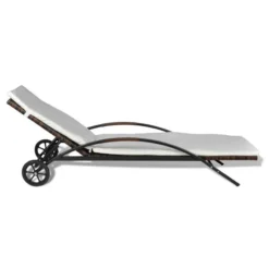 Chaise Longue Avec Coussin Et Roues Résine Tressée Marron 3 -Le Coin Jardin chaise longue avec coussin et roues resine tressee marron 3666722330220 974438