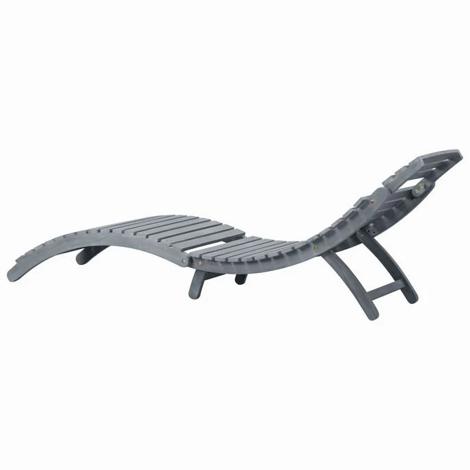 Chaise Longue Avec Coussin Gris Bois D'acacia Solide 2 5 Chaise Longue Avec Coussin Gris Bois D'acacia Solide 2 – Image 5