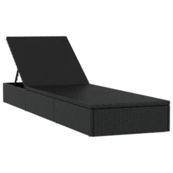 Chaise Longue Avec Coussin Noir 201x55x62 Cm Résine Tressée -Le Coin Jardin chaise longue avec coussin noir 201x55x62 cm resine tressee 3666722932219 1511191