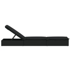 Chaise Longue Avec Coussin Noir 201x55x62 Cm Résine Tressée -Le Coin Jardin chaise longue avec coussin noir 201x55x62 cm resine tressee 3666722932219 1511194