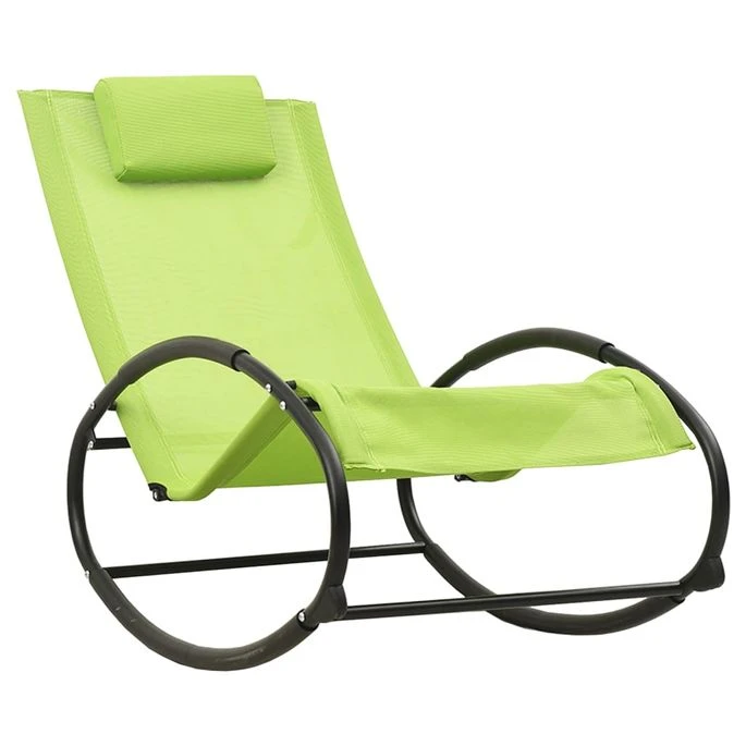 Chaise Longue Avec Oreiller Acier Et Textilène Vert 2 Chaise Longue Avec Oreiller Acier Et Textilène Vert – Image 2