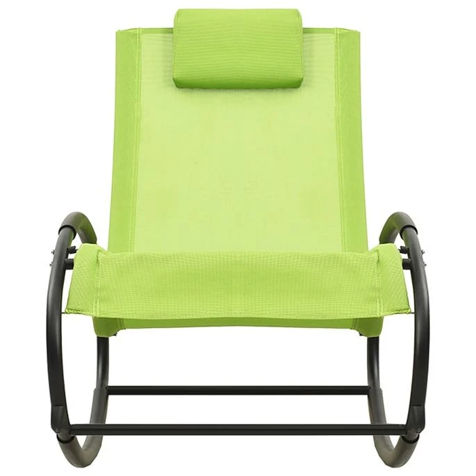Chaise Longue Avec Oreiller Acier Et Textilène Vert 3 Chaise Longue Avec Oreiller Acier Et Textilène Vert – Image 3