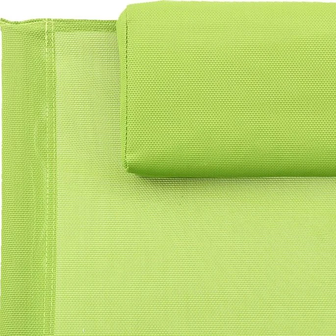 Chaise Longue Avec Oreiller Acier Et Textilène Vert 6 Chaise Longue Avec Oreiller Acier Et Textilène Vert – Image 6
