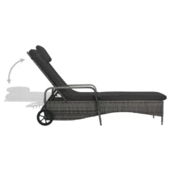 Chaise Longue Avec Roues Résine Tressée Anthracite -Le Coin Jardin chaise longue avec roues resine tressee anthracite 3666722530194 551391