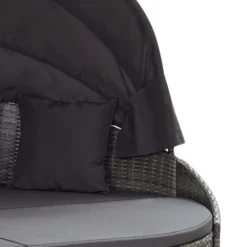 Chaise Longue D'extérieur Avec Auvent Résine Tressée Gris -Le Coin Jardin chaise longue d exterieur avec auvent resine tressee gris 3666722323796 981795