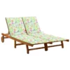 Chaise Longue De Jardin 2 Places Avec Coussins Acacia Solide 3