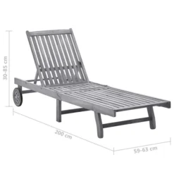 Chaise Longue De Jardin Avec Coussin Gris Bois D'acacia Solide 3 -Le Coin Jardin chaise longue de jardin avec coussin gris bois d acacia solide 3666722431064 816674