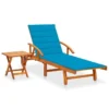 Chaise Longue De Jardin Avec Table Et Coussin Bois D'acacia 27