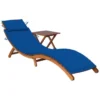 Chaise Longue De Jardin Avec Table Et Coussin Bois D'acacia 22