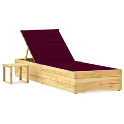 Chaise Longue De Jardin Avec Table Et Coussin Pin Imprégné 30