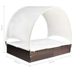 Chaise Longue Double Avec Auvent Résine Tressée Marron -Le Coin Jardin chaise longue double avec auvent resine tressee marron 3666722330046 974581