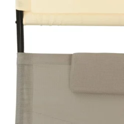 Chaise Longue Double Avec Auvent Textilène Taupe Et Crème 12 Chaise Longue Double Avec Auvent Textilène Taupe Et Crème -Le Coin Jardin chaise longue double avec auvent textilene taupe et creme 3666722363143 936855
