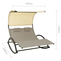 Chaise Longue Double Avec Auvent Textilène Taupe Et Crème 13 Chaise Longue Double Avec Auvent Textilène Taupe Et Crème -Le Coin Jardin chaise longue double avec auvent textilene taupe et creme 3666722363143 936856