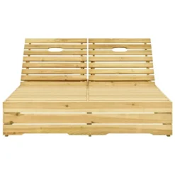 Chaise Longue Double Avec Coussins Bois De Pin Imprégné 7 -Le Coin Jardin chaise longue double avec coussins bois de pin impregne 8720286304020 860166