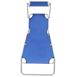 Chaise Longue Pliable Avec Auvent Bleu Aluminium -Le Coin Jardin chaise longue pliable avec auvent bleu aluminium 3666722527675 554742