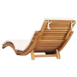 Chaise Longue Pliable Avec Coussin Blanc Crème Bois De Teck -Le Coin Jardin chaise longue pliable avec coussin blanc creme bois de teck 3666722362917 937045