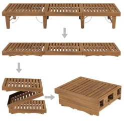 Chaise Longue Pliable Avec Coussin Bois D'acacia Solide 4 -Le Coin Jardin chaise longue pliable avec coussin bois d acacia solide 3666722417129 841843