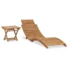 Chaise Longue Pliable Avec Table Bois De Teck Solide