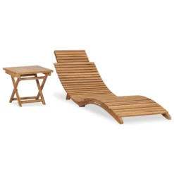Chaise Longue Pliable Avec Table Bois De Teck Solide