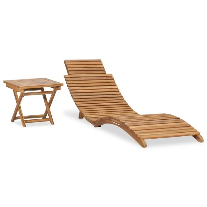 Chaise Longue Pliable Avec Table Bois De Teck Solide 1 Chaise Longue Pliable Avec Table Bois De Teck Solide