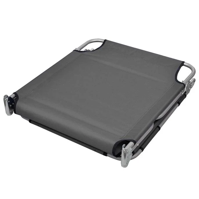 Chaise Longue Pliable Et Coussin De Tête Dossier Réglable Gris 5 Chaise Longue Pliable Et Coussin De Tête Dossier Réglable Gris – Image 5