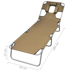 Chaise Longue Pliable Et Coussin De Tête Dossier Réglable Taupe -Le Coin Jardin chaise longue pliable et coussin de tete dossier reglable taupe 3666722327220 978221