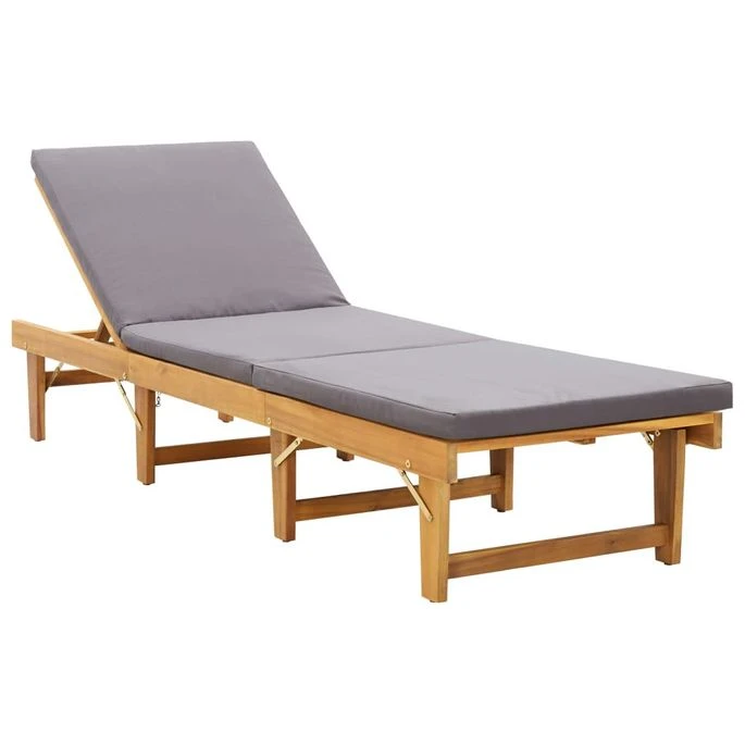 Chaise Longue Pliante Avec Coussin Bois D'acacia Solide 1 Chaise Longue Pliante Avec Coussin Bois D'acacia Solide