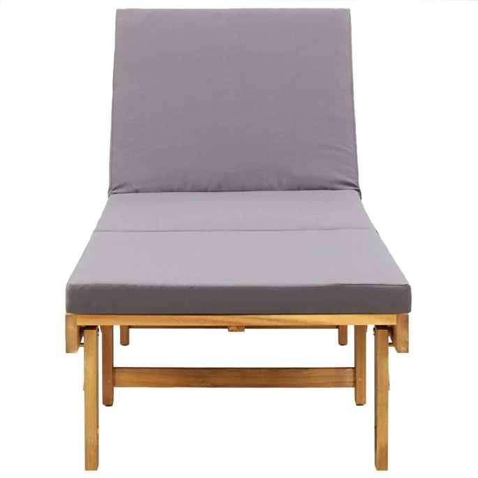 Chaise Longue Pliante Avec Coussin Bois D'acacia Solide 4 Chaise Longue Pliante Avec Coussin Bois D'acacia Solide – Image 4