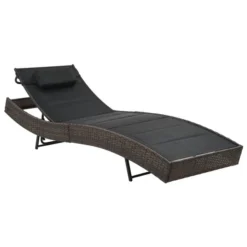 Chaise Longue Résine Tressée Et Textilène Marron