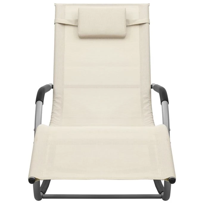 Chaise Longue Textilène Crème Et Gris 2 2 Chaise Longue Textilène Crème Et Gris 2 – Image 2