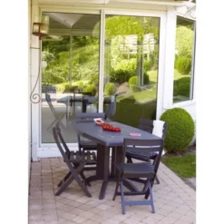 Chaise Miami Pliante - Anthracite -Le Coin Jardin chaise miami pliante anthracite 3100038075869 659056