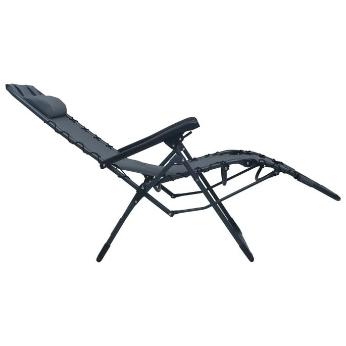 Chaise Pliable De Terrasse Gris Textilène 5 Chaise Pliable De Terrasse Gris Textilène – Image 5