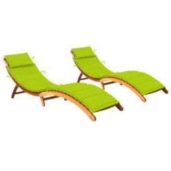 Chaises Longues 2 Pcs Avec Coussins Bois D'acacia Solide 26