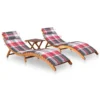 Chaises Longues 2 Pcs Avec Table Et Coussins Acacia Solide 25