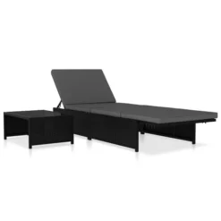 Chaises Longues 2 Pcs Avec Table Résine Tressée Noir 2 -Le Coin Jardin chaises longues 2 pcs avec table resine tressee noir 3666722526562 556303