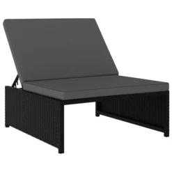 Chaises Longues 2 Pcs Avec Table Résine Tressée Noir 2 -Le Coin Jardin chaises longues 2 pcs avec table resine tressee noir 3666722526562 556304