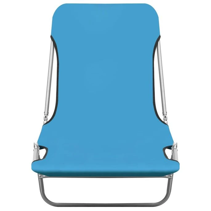 Chaises Longues Pliables 2 Pcs Acier Et Tissu Bleu 3 Chaises Longues Pliables 2 Pcs Acier Et Tissu Bleu – Image 3