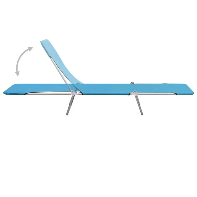 Chaises Longues Pliables 2 Pcs Acier Et Tissu Bleu 5 Chaises Longues Pliables 2 Pcs Acier Et Tissu Bleu – Image 5