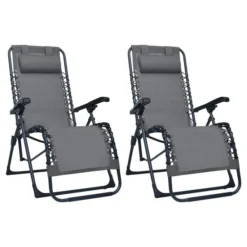 Chaises Pliables De Terrasse 2 Pcs Gris Textilène