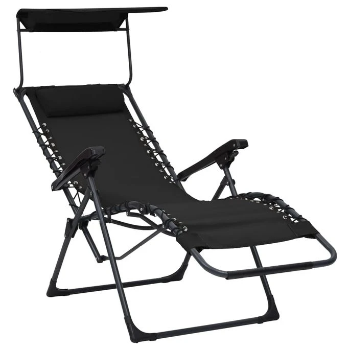 Chaises Pliables De Terrasse 2 Pcs Textilène Noir 6 Chaises Pliables De Terrasse 2 Pcs Textilène Noir – Image 6