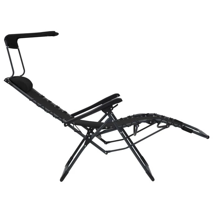 Chaises Pliables De Terrasse 2 Pcs Textilène Noir 8 Chaises Pliables De Terrasse 2 Pcs Textilène Noir – Image 8