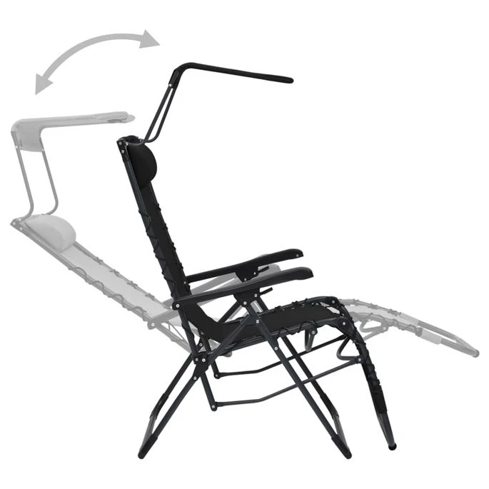 Chaises Pliables De Terrasse 2 Pcs Textilène Noir 9 Chaises Pliables De Terrasse 2 Pcs Textilène Noir – Image 9
