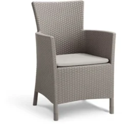 Fauteuil De Jardin Cappucino - Aspect Rotin Tressé Avec Coussin Polyester - ALLIBERT BY KETER - IOWA