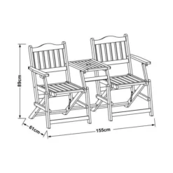 Fauteuil Pliant 2 Places Avec Plateau En Acacia FSC - 126x60x60 Cm -Le Coin Jardin fauteuil pliant 2 places avec plateau en acacia fsc 126x60x60 cm 3612407256408 438579