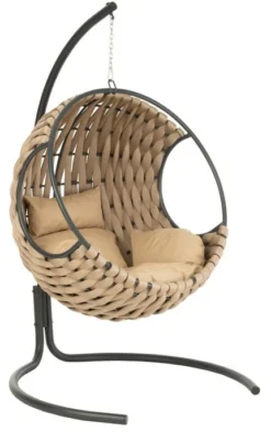 Fauteuil Suspendu Avec Coussin Métal Beige Pona