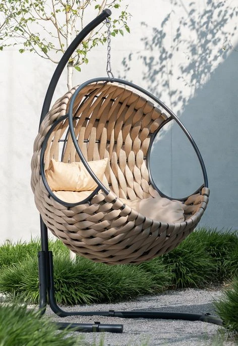 Fauteuil Suspendu Avec Coussin Métal Beige Pona 3 Fauteuil Suspendu Avec Coussin Métal Beige Pona – Image 3